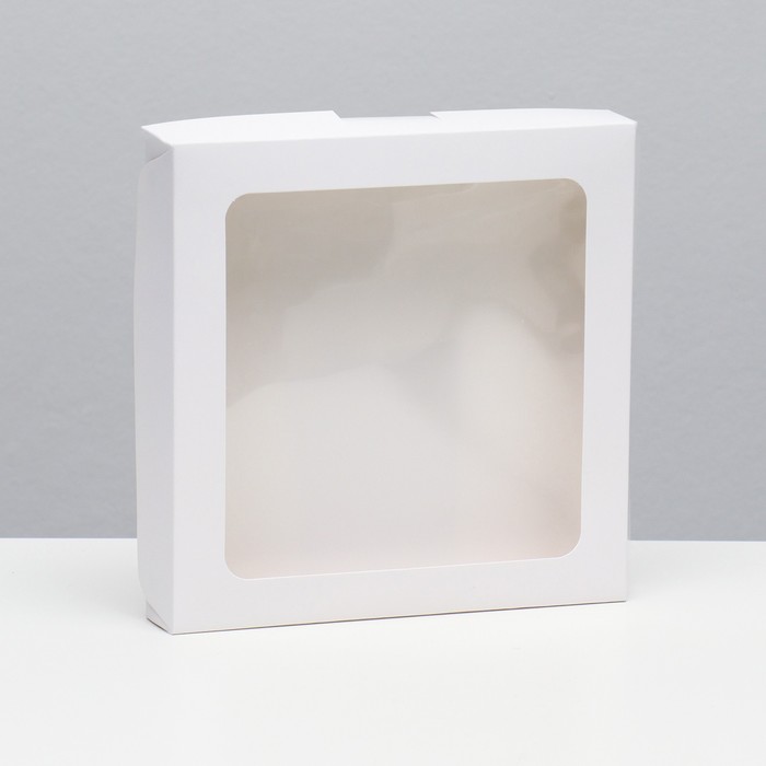 Коробка самосборная, белая, 19 х 19 х 3 см - Фото 1