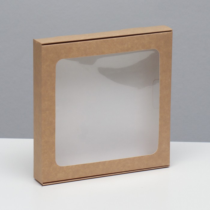 Коробка самосборная, крафт, 19 х 19 х 3 см - Фото 1
