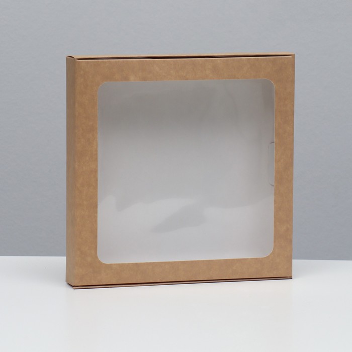 Коробка самосборная, крафт, 21 х 21 х 3 см - Фото 1