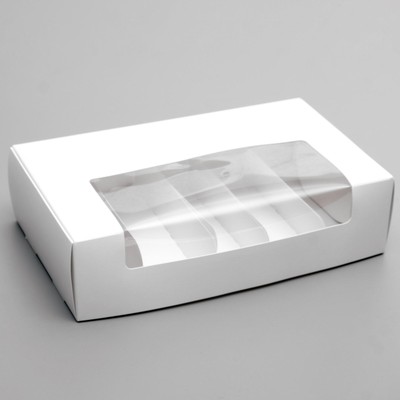 Коробка складная, под 5 эклеров, белая, 25×15×6.6 см