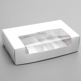 Коробка складная, под 5 эклеров, белая, 25×15×6.6 см