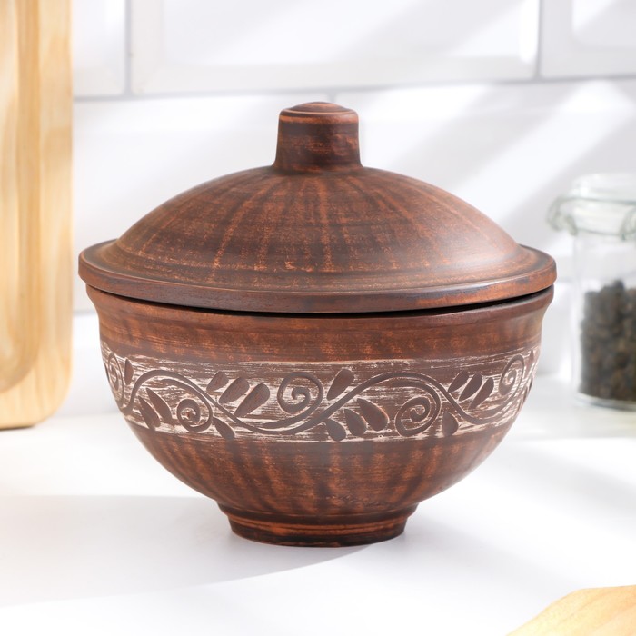 Кокотница «Ангоб», 700 мл, красная глина - Фото 1