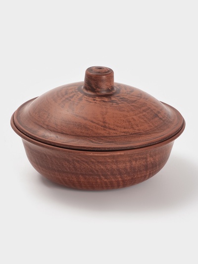 Форма для запекания с крышкой, 550 мл., 16×11 см, красная глина