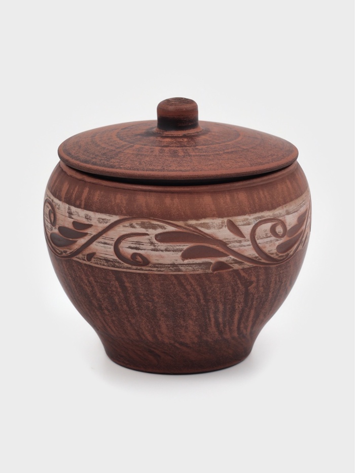 Горшок для жаркого «Ангоб», 700 мл, красная глина - Фото 1