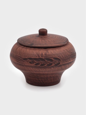 Горшок для жаркого «Колос», 600 мл, красная глина  (артикул 9257902)  большой выбор товаров оптом и в розницу по низким ценам с доставкой