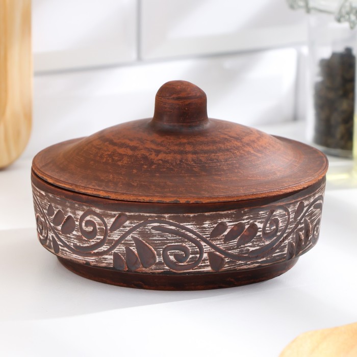 Блюдо для запекания «Ангоб», 250 мл, 8×12 см, красная глина - Фото 1