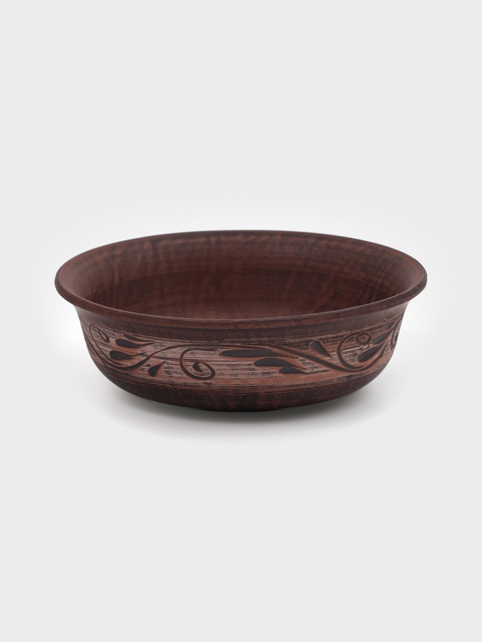 Тарелка глубокая «Ангоб», 550 мл, 16×5 см, красная глина - Фото 1