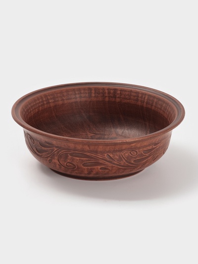 Тарелка глубокая «Вьюнок», 700 мл, 18×6 см, красная глина