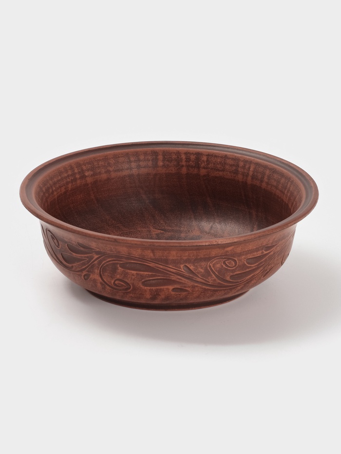 Тарелка глубокая «Вьюнок», 700 мл, 18×6 см, красная глина - Фото 1