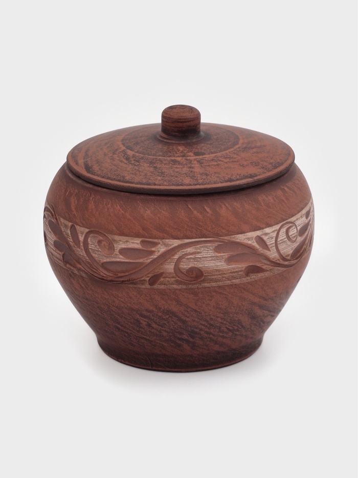 Горшок для жаркого «Ангоб», 700 мл, красная глина - Фото 1