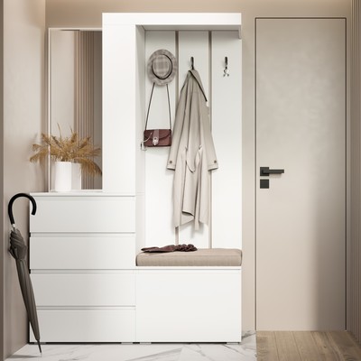 Прихожая «Клик Мебель. Крона», с зеркалом, 1260×350×1980 мм, цвет белый