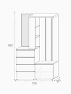 Прихожая «Клик Мебель. Крона», с зеркалом, 1260×350×1980 мм, цвет графит - Фото 2