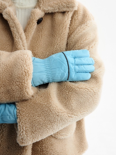 Перчатки женские MINAKU: Hello, winter!, с утеплителем, голубые, размер 24 см