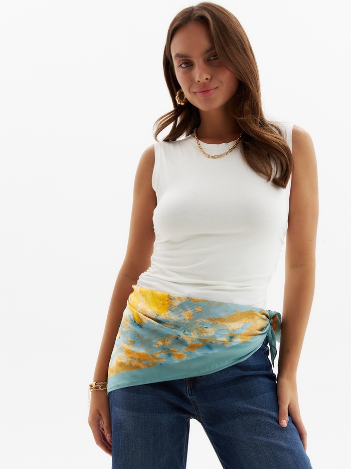 Платок женский MINAKU, размер 70×70 см, оранжевый, голубой - Фото 1