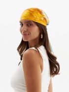 Платок женский MINAKU, размер 70×70 см, оранжевый, голубой - Фото 4