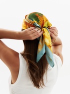 Платок женский MINAKU, размер 70×70 см, оранжевый, голубой - Фото 5