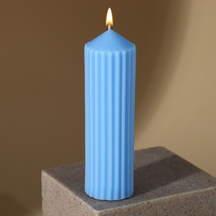 Свеча интерьерная столбик «Эстетика», голубая - Фото 1