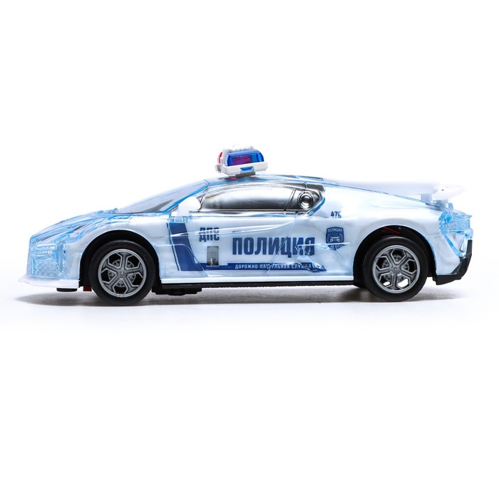Машина инерционная «Crazy race, полиция», русская озвучка, свет, цвет белый - фото 1906085577