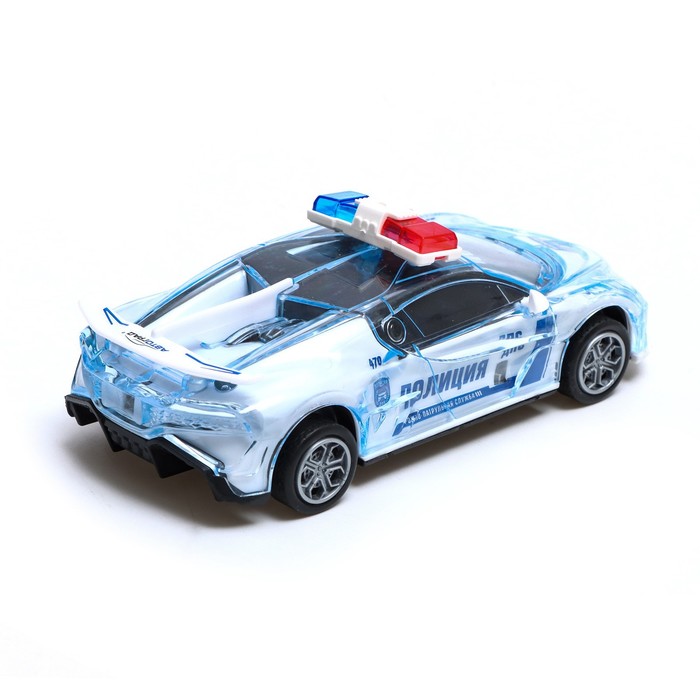Машина инерционная «Crazy race, полиция», русская озвучка, свет, цвет белый - фото 1906085578