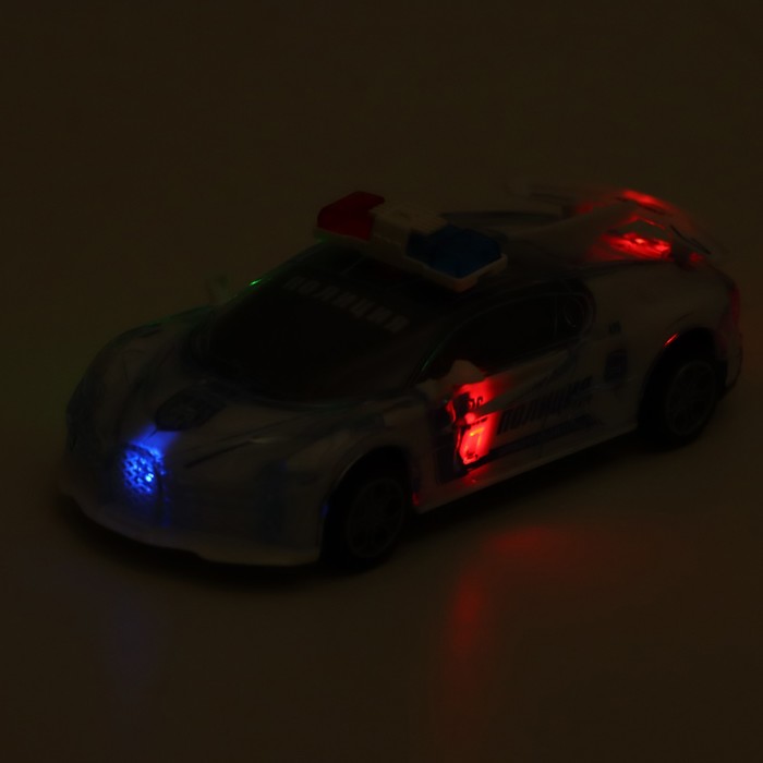 Машина инерционная «Crazy race, полиция», русская озвучка, свет, цвет белый - фото 1906085579
