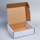 Коробка подарочная сборная, упаковка, «Зигзаги», белый, 27 х 21 х 9 см - фото 6701732