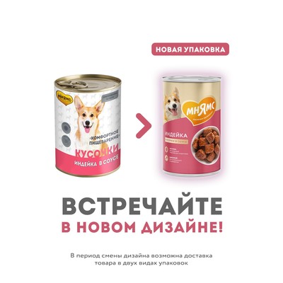 Влажный корм «Мнямс» «КОМФОРТНОЕ ПИЩЕВАРЕНИЕ» для собак, индейка в соусе, 400 г