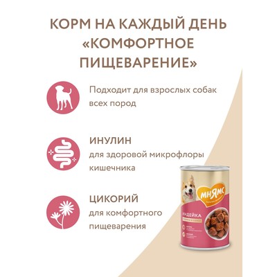 Влажный корм «Мнямс» «КОМФОРТНОЕ ПИЩЕВАРЕНИЕ» для собак, индейка в соусе, 400 г