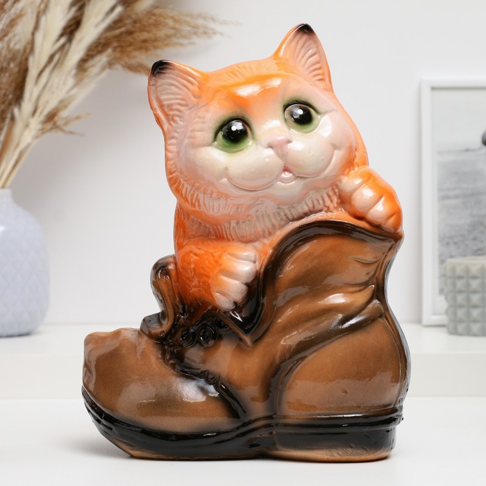 Копилка "Кот в ботинке" рыжий, 20см - Фото 1