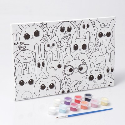 Картина по номерам для детей «Забавные зайчата», 20×30 см