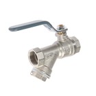 Кран шаровой AQUALINK, PN 30, внутренняя/внутренняя резьба 1/2", косой фильтр, рычаг, никел. - фото 21845034