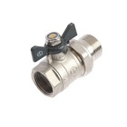 Кран шаровой AQUALINK, PN 50, внутренняя/наружная резьба 1", сгон, прямой, бабочка, никелир - Фото 2