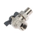 Кран шаровой AQUALINK, PN 30, внутренняя/наружная резьба 1/2", сгон, угловой, бабочка, никел 9281867