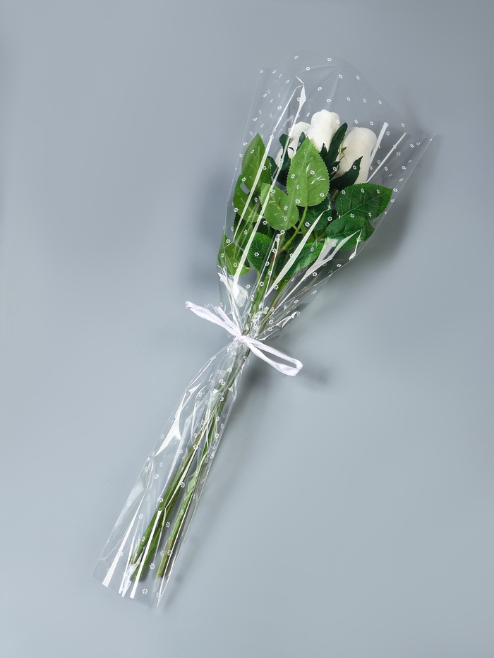 Пакет для цветов, конус, прозрачный «Цветы», 24×60 см - Фото 1