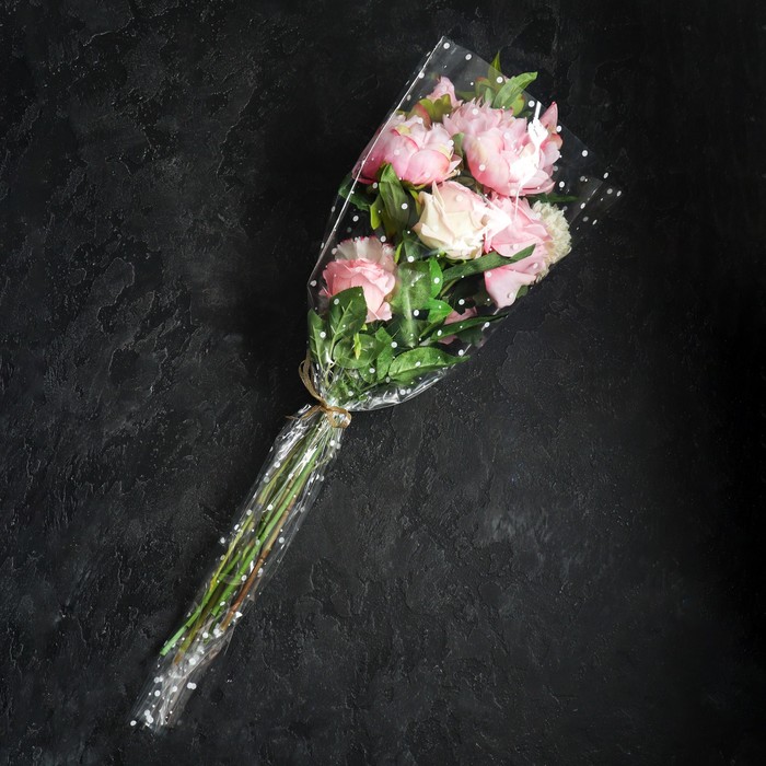 Пакет цветочный Конус, горох, 36/80 - фото 1900219298