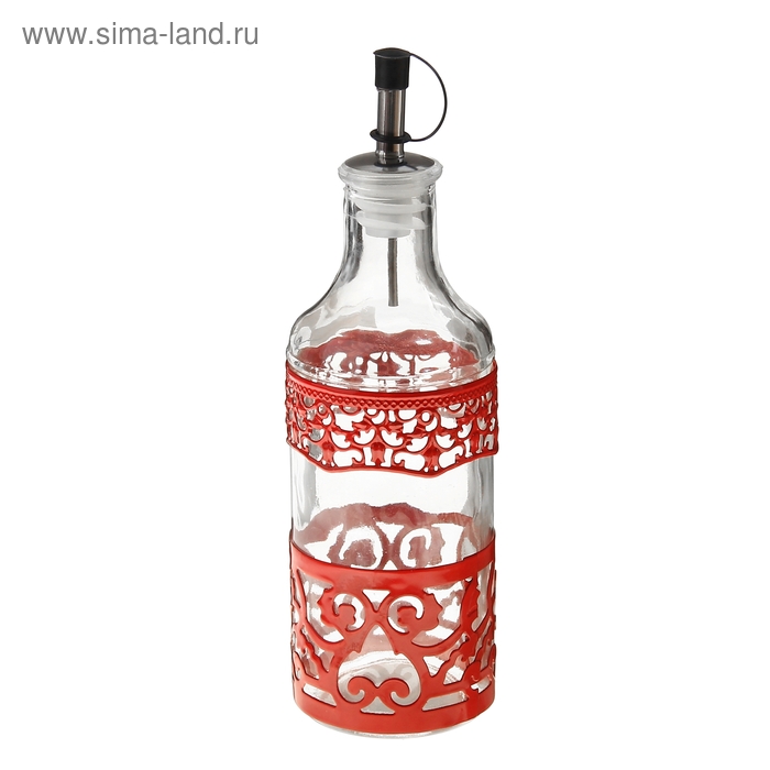 Бутыль для соусов и масла Доляна «Кружева», 300 мл, цвет красный - Фото 1