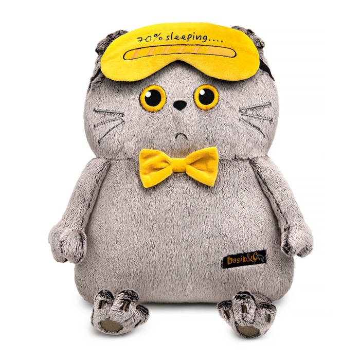 Мягкая игрушка «Кот-подушка в маске для сна», 34 см, МИКС - Фото 1