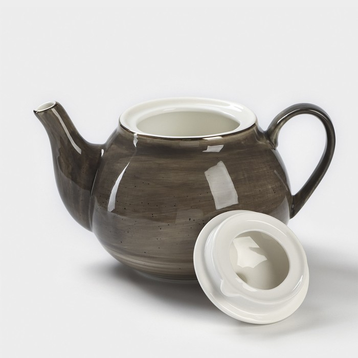 Чайник фарфоровый заварочный Доляна, «Млечный путь», 900 мл, цвет серый - фото 1906086275