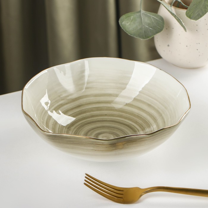 Салатник фарфоровый Доляна «Млечный путь», 700 мл, d=17.5 см, цвет серый - Фото 1