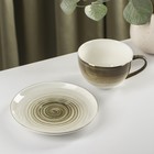 Чайная пара фарфоровая Доляна «Млечный путь», 2 предмета: чашка 220 мл, блюдце d=13,5 см, цвет зелёный - Фото 2