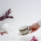 Чайная пара фарфоровая Доляна «Млечный путь», 2 предмета: чашка 220 мл, блюдце d=13,5 см, цвет зелёный - Фото 5