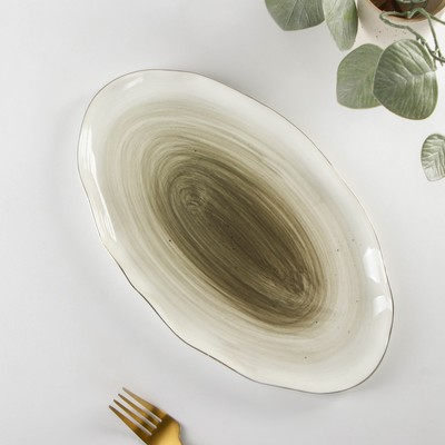 Блюдо фарфоровое Доляна «Млечный путь», 29.5×17.5 см, цвет серый