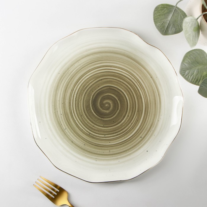 Тарелка фарфоровая обеденная Доляна «Млечный путь», d=25 см, цвет серый - Фото 1