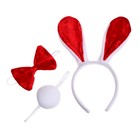 Карнавальный набор «Заяц», 3 предмета: ободок, бабочка, хвост - фото 11549351