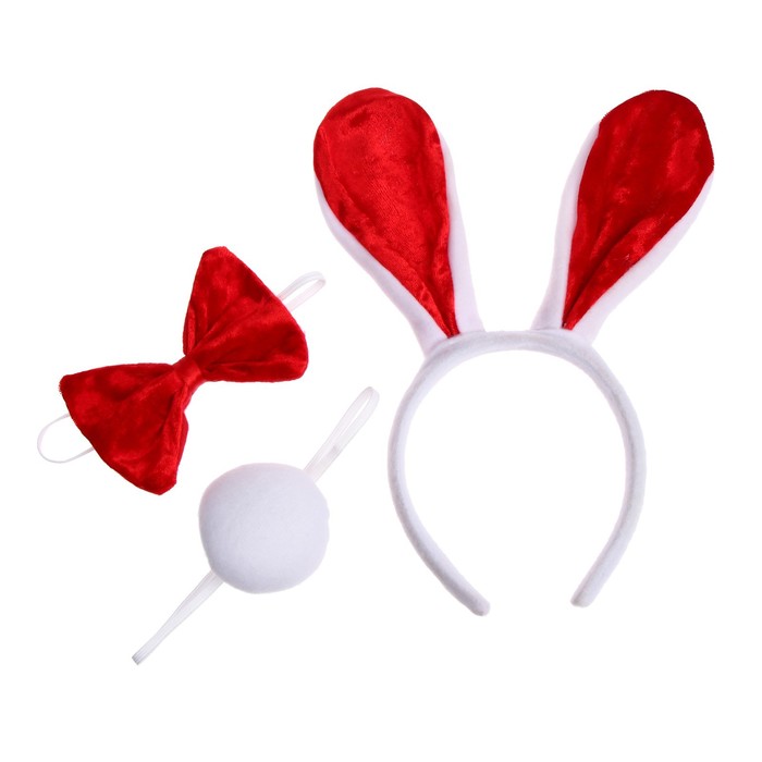 Карнавальный набор «Заяц», 3 предмета: ободок, бабочка, хвост - Фото 1