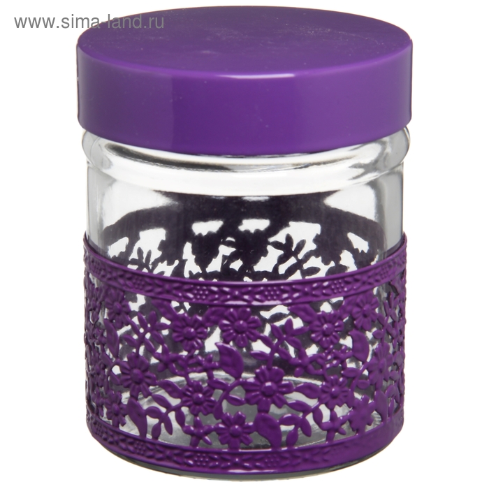 Банка для сыпучих продуктов Доляна «Вероника», 360 мл, цвет фиолетовый - Фото 1