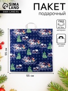 Пакет новогодний «Тройка», полиэтиленовый с петлевой ручкой, 55×55 см, 60 мкм - Фото 1