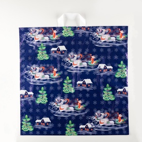 Пакет новогодний «Тройка», полиэтиленовый с петлевой ручкой, 55?55 см, 60 мкм (комплект 25 шт)