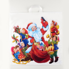 Пакет новогодний «Хоровод», полиэтиленовый с петлевой ручкой, 55?55 см, 60 мкм (комплект 25 шт)