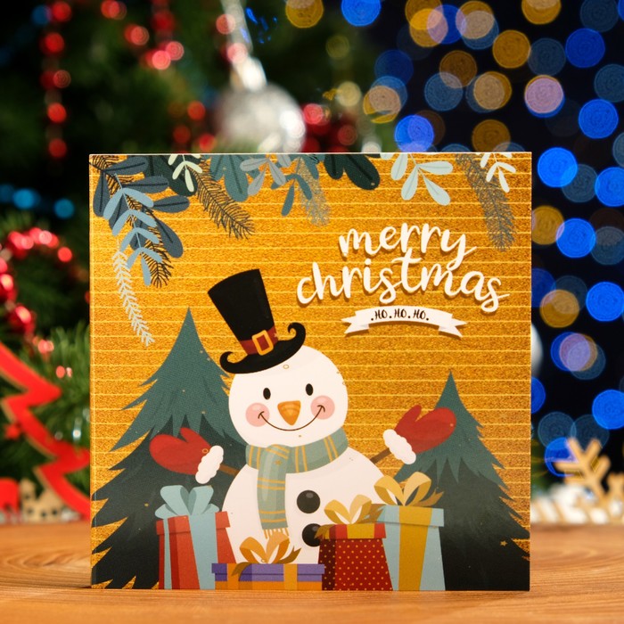 Шоколадная открытка «Счастливый снеговик», 5 г - Фото 1