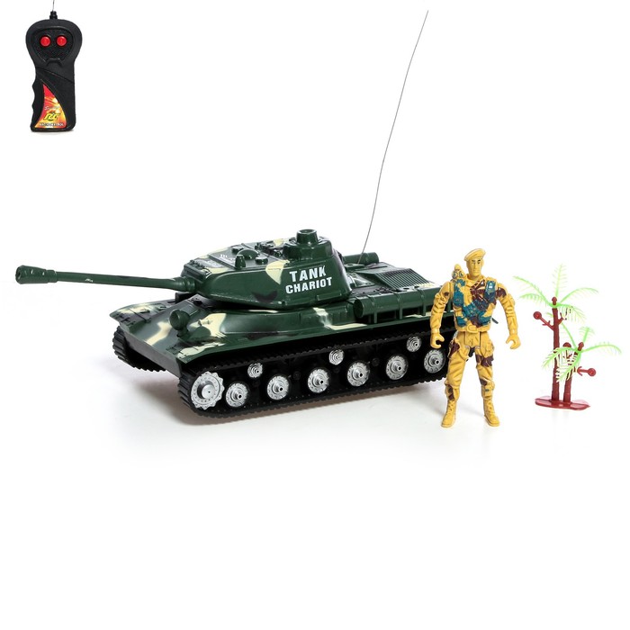 Танк радиоуправляемый «Защитник», с фигуркой солдата, работает от батареек, цвет зелёный - Фото 1
